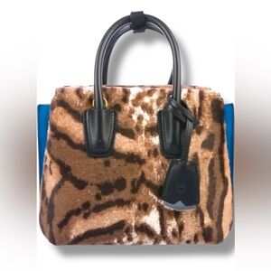 MCM MINI BAG Milla Gepard Calf Skin Blue Leather Satchel Animalier Collection